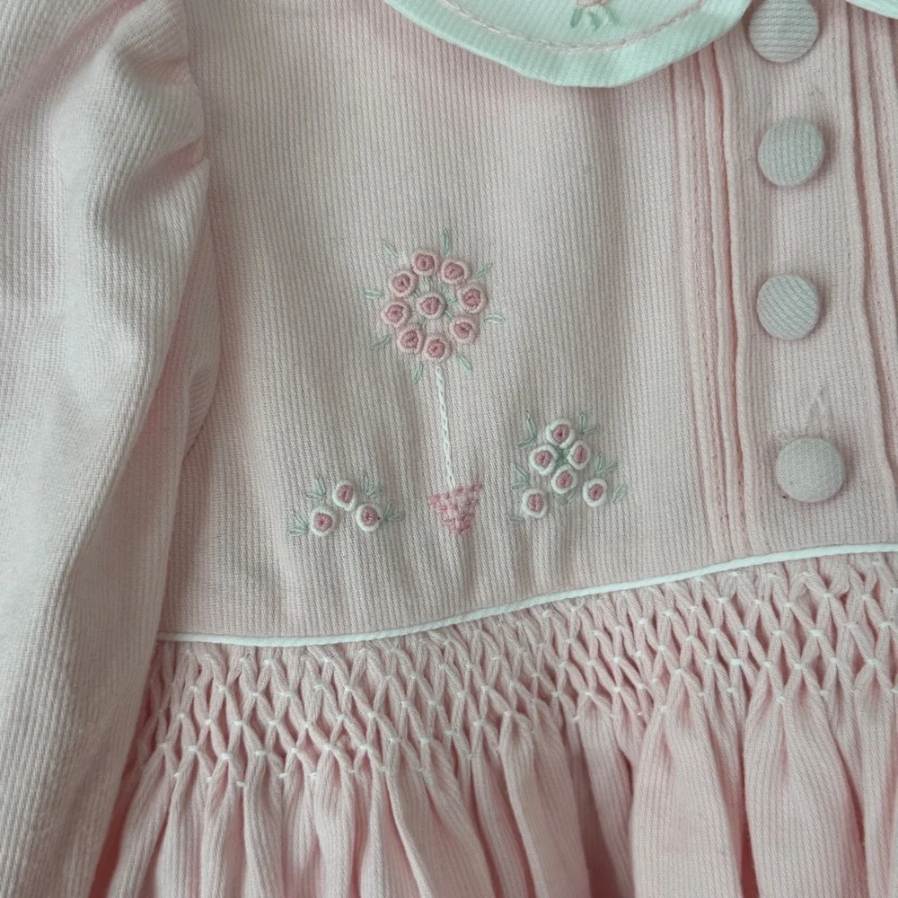 Vintage Sarah Louise dress classic embroidered collar long sleeve toddler roses